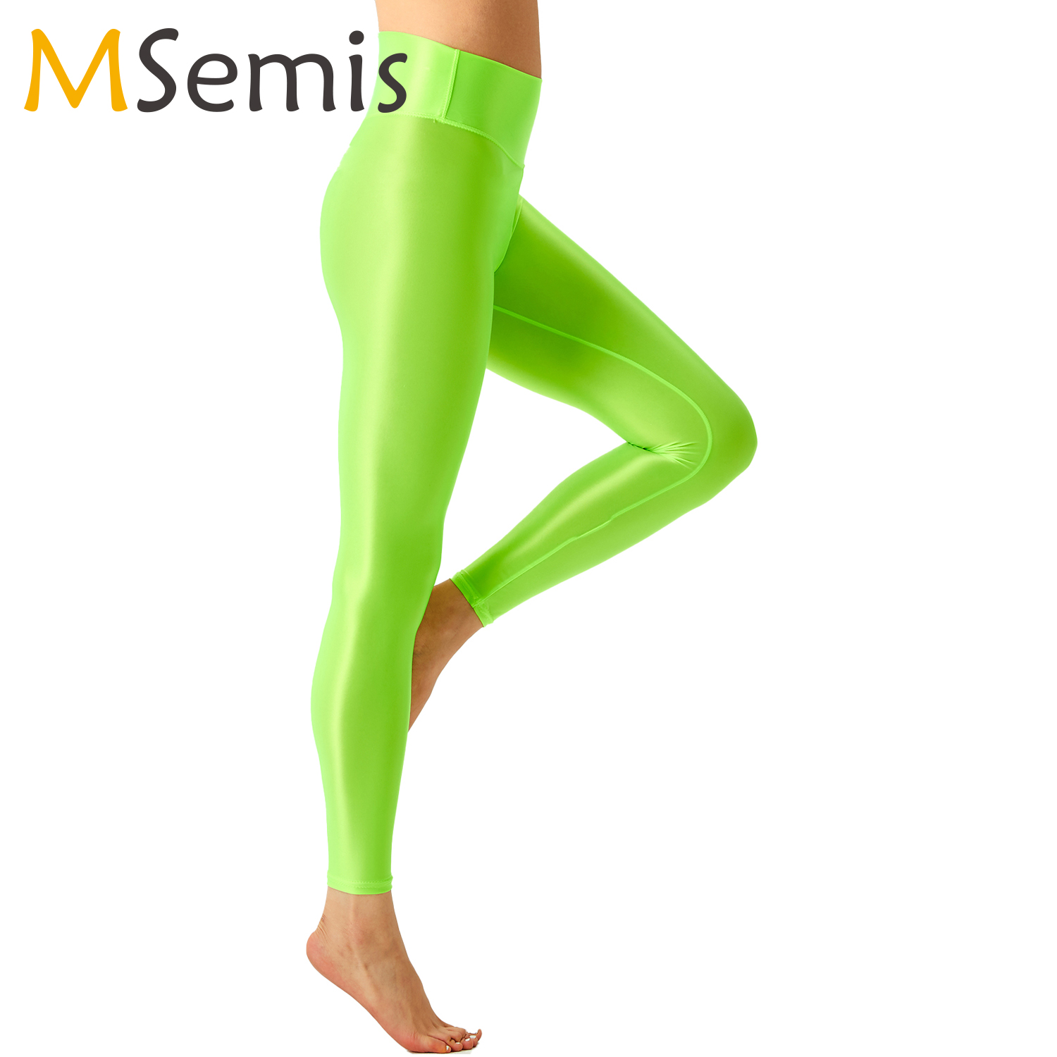 Pilates In Yoga Pants - Vrouwen Glanzende Balletlegging Elastische Tailleband Gym