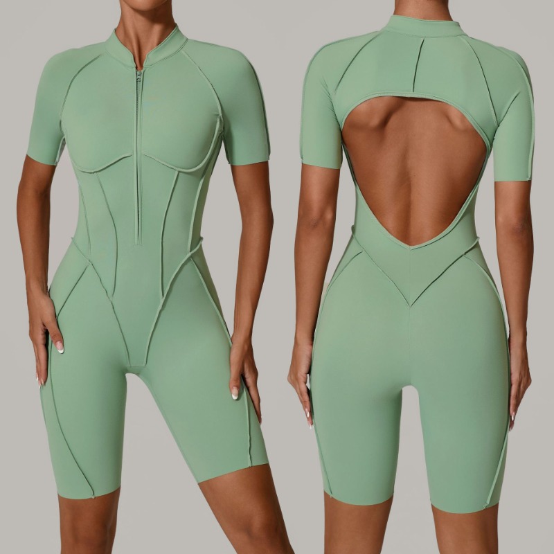 Pilates Yoga Kit - Naadloze jumpsuit met rits voor dames,