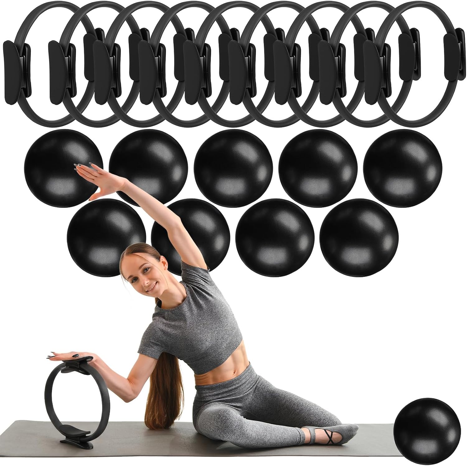 Pilates Yoga Tone - 18-delige Pilates Ring- en Balset, kleine