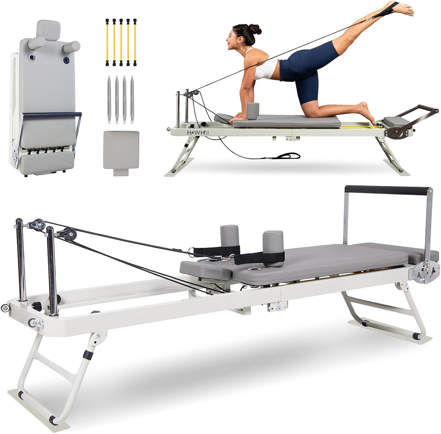 Pilates Reformer Spring - Pilates Reformer, opvouwbare Pilates-machine voor thuisgym,