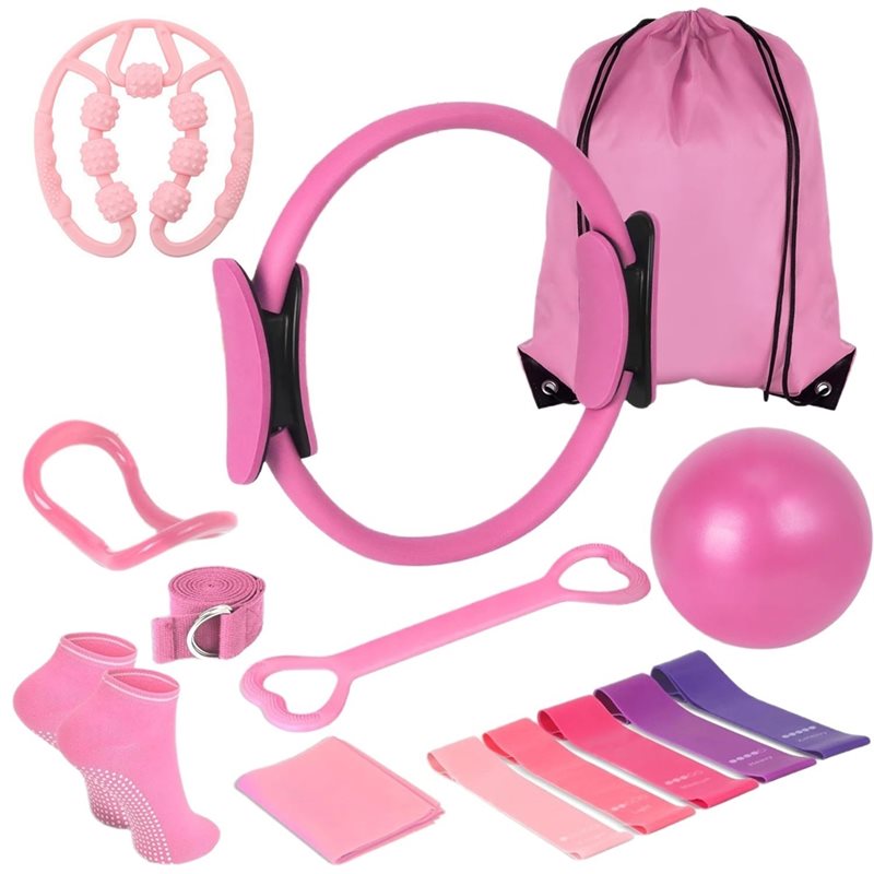Pilates Yoga Tone - 14-delige yoga-pilatesuitrusting voor thuisoefeningen, pilates-ringset, compacte