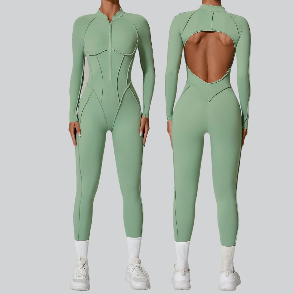 Naadloze jumpsuit met rits voo - Pilates Yoga Kit recensie en prijs
