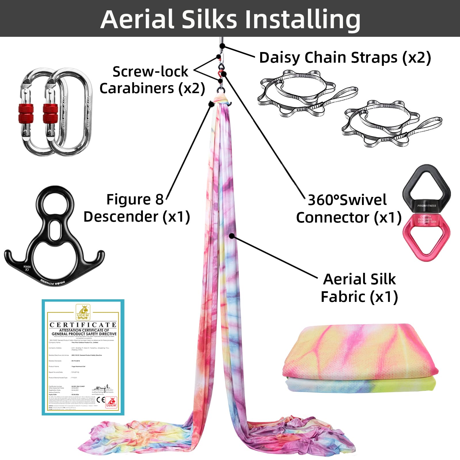 9 Yards Aerial Silks Kit Kleur - Aerial Silk Hammock recensie en prijs