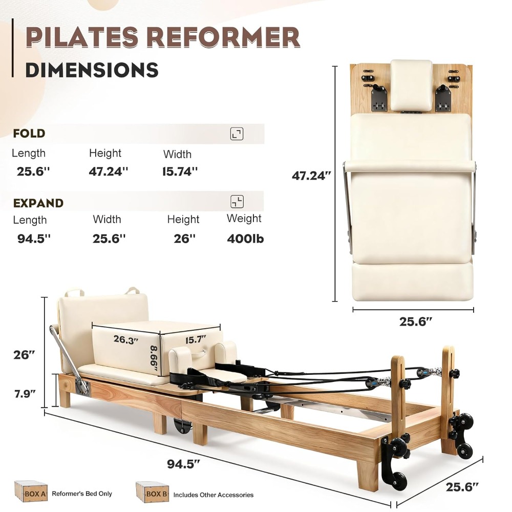94,5 inch opvouwbare houten Pi - Pilates Reformer Spring recensie en prijs